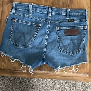 Wrangler Women's Frayed Hem Blue Jean Shorts